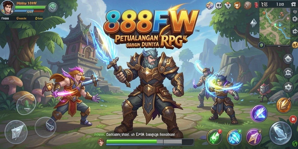 Tampilan gameplay 888FW yang mendebarkan dengan aksi RPG yang intens.