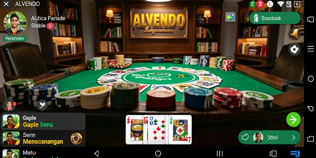 Tampilan gameplay seru dari ALVENDO di dalam permainan Gaple.