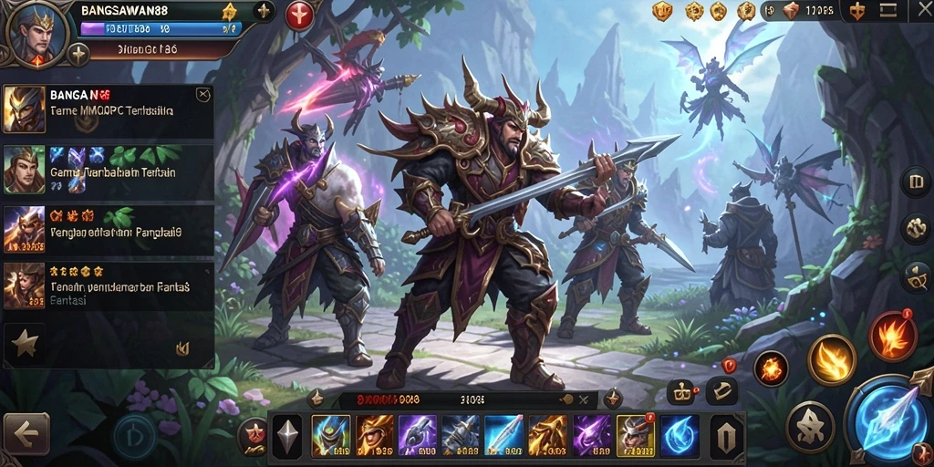 Tampilan screenshot gameplay <strong>BANGSAWAN88</strong> yang menampilkan pertempuran epik dan petualangan.
