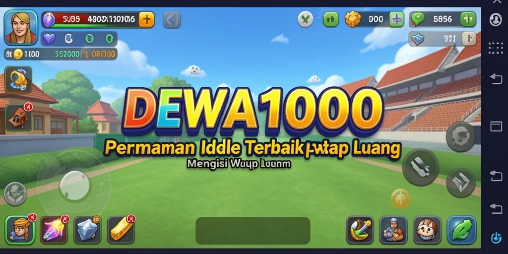 Tampilan menarik dari gameplay DEWA1000 yang menunjukkan kemajuan Idle.