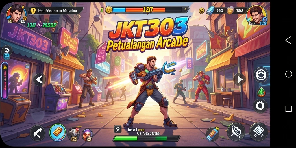 Screenshot utama JKT303 menampilkan gameplay dinamis yang mendebarkan.