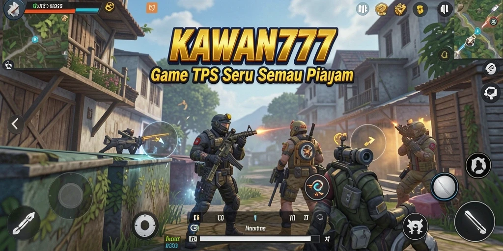 Screenshot utama KAWAN777 menampilkan aksi gameplay TPS yang mendebarkan.