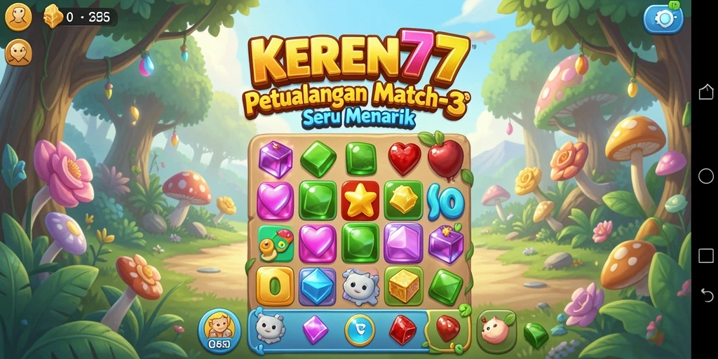 Tampilan gameplay seru dari KEREN77 dengan efek Match-3.