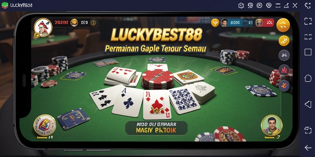 Screenshot utama LUCKYBEST88 menunjukkan keseruan permainan Gaple yang menegangkan.