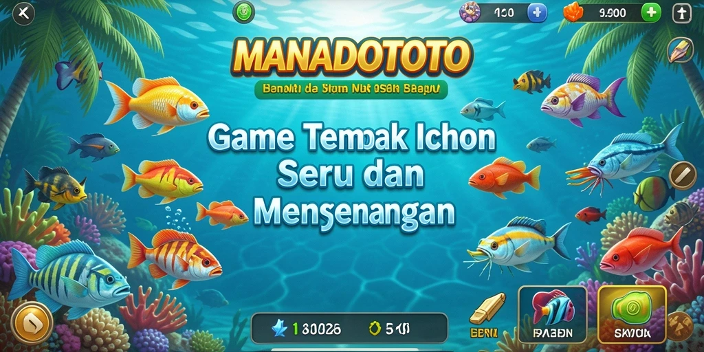 Tampilan gameplay MANADOTOTO menunjukkan petualangan seru menangkap ikan.