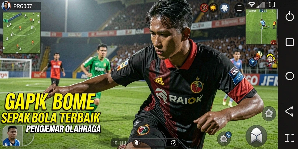 Screenshot gameplay PRG007 yang menampilkan aksi sepak bola mendebarkan.