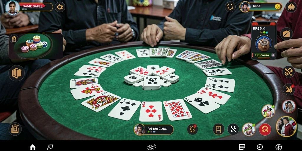Screenshot gameplay Gaple menunjukkan aksi seru dalam RP55.