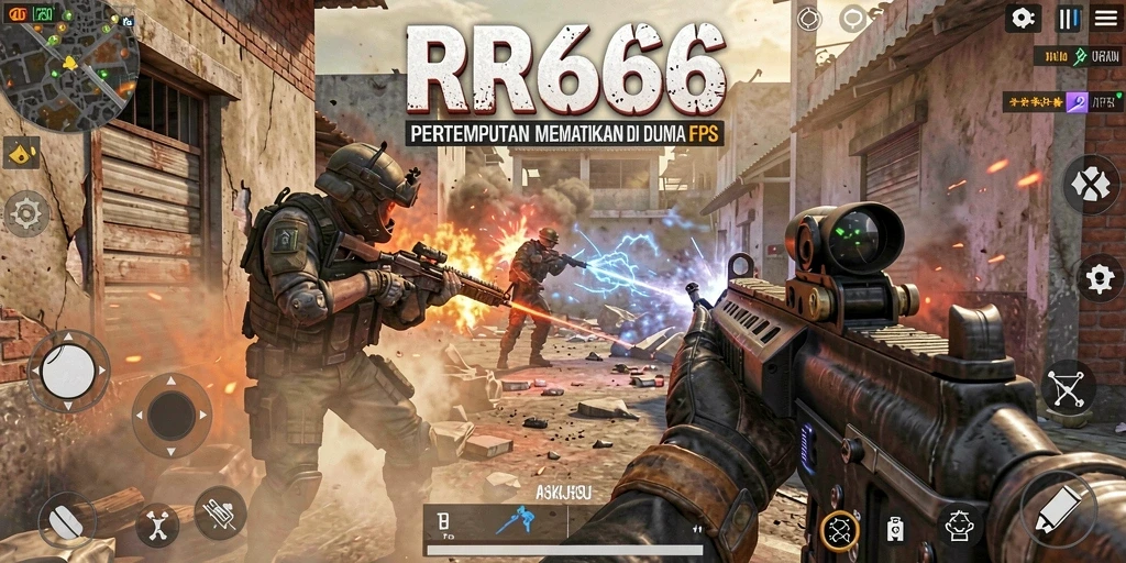 Screenshot menampilkan aksi seru dalam permainan FPS RR666.