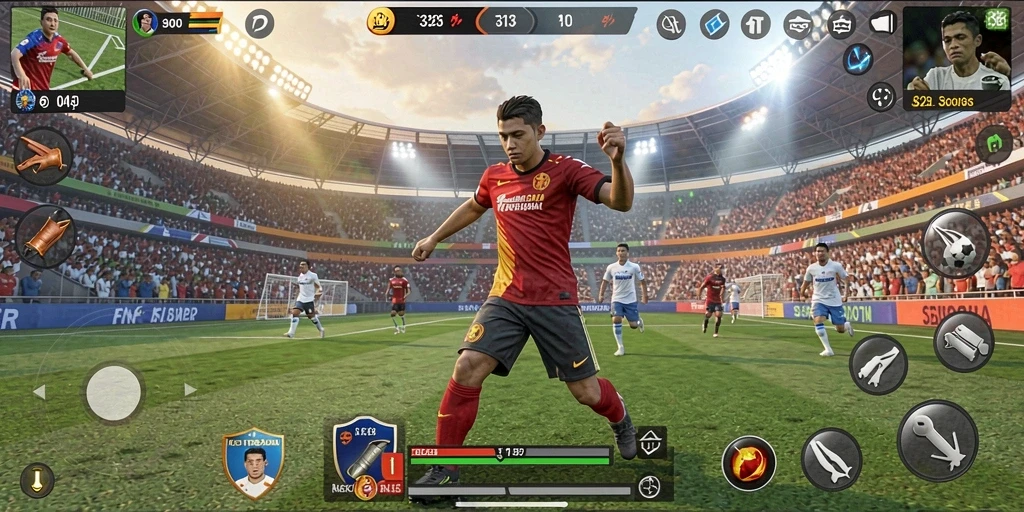 Tampilan layar gameplay S13 yang menampilkan aksi olahraga seru.