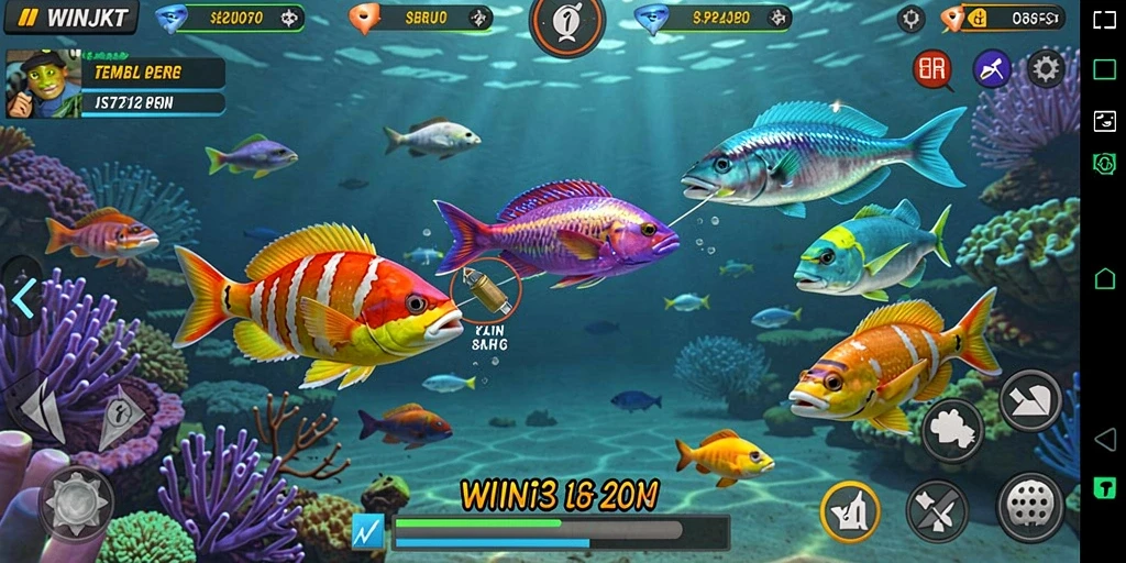 Tampilan gameplay seru di WINJKT dengan ikan beraneka ragam.