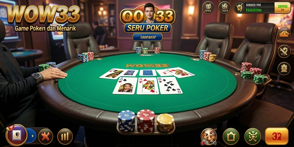 Tampilan seru gameplay poker di WOW33 dengan pemain kompetitif.